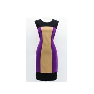 Cache Black and Purple Sheath Dress